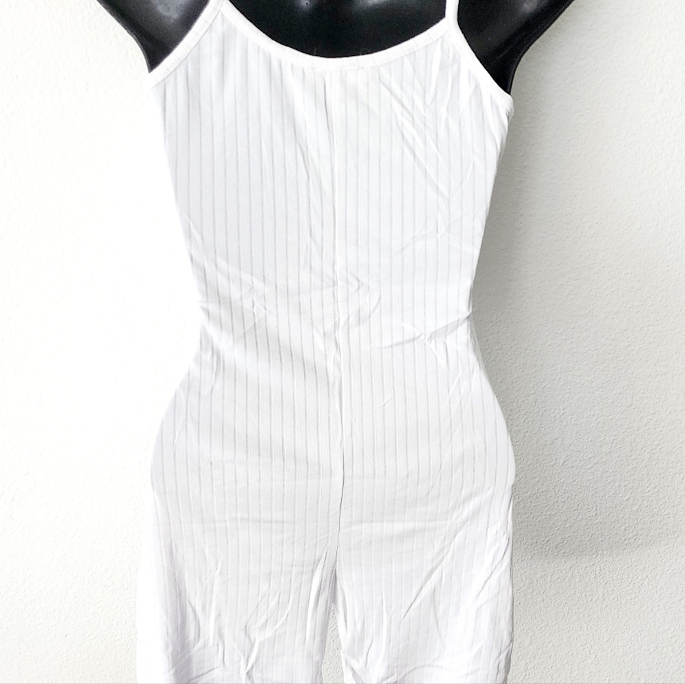 Ellie & kate White Romper Round Neck Sleeveless Ribbed & Long Cardigan W/Pockets - Picture 4 of 8